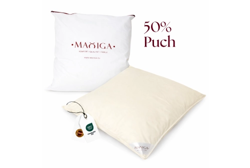 PODUSZKA PÓŁPUCHOWA 70x80 BEŻOWA 1,6 KG ANTYALERGICZNA MIĘKKA 100% BAWEŁNA